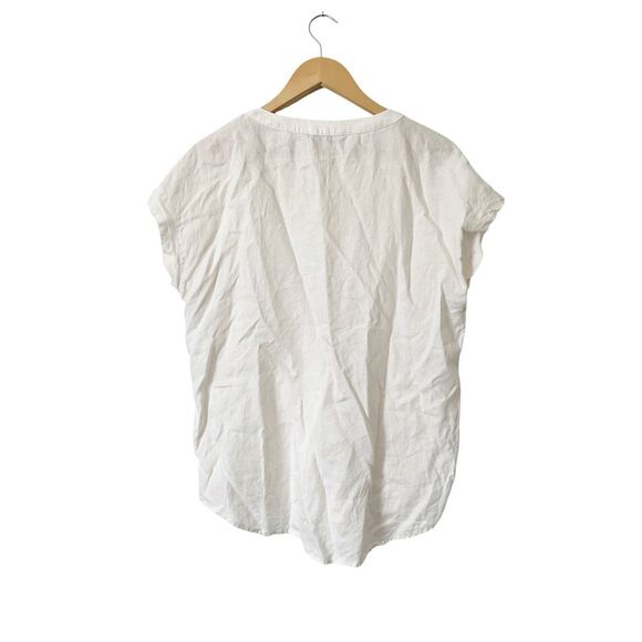 Adrienne Vittadini Chalk 100% Linen‎ Short Sleeve Top Size Medium - Picture 3 of 4